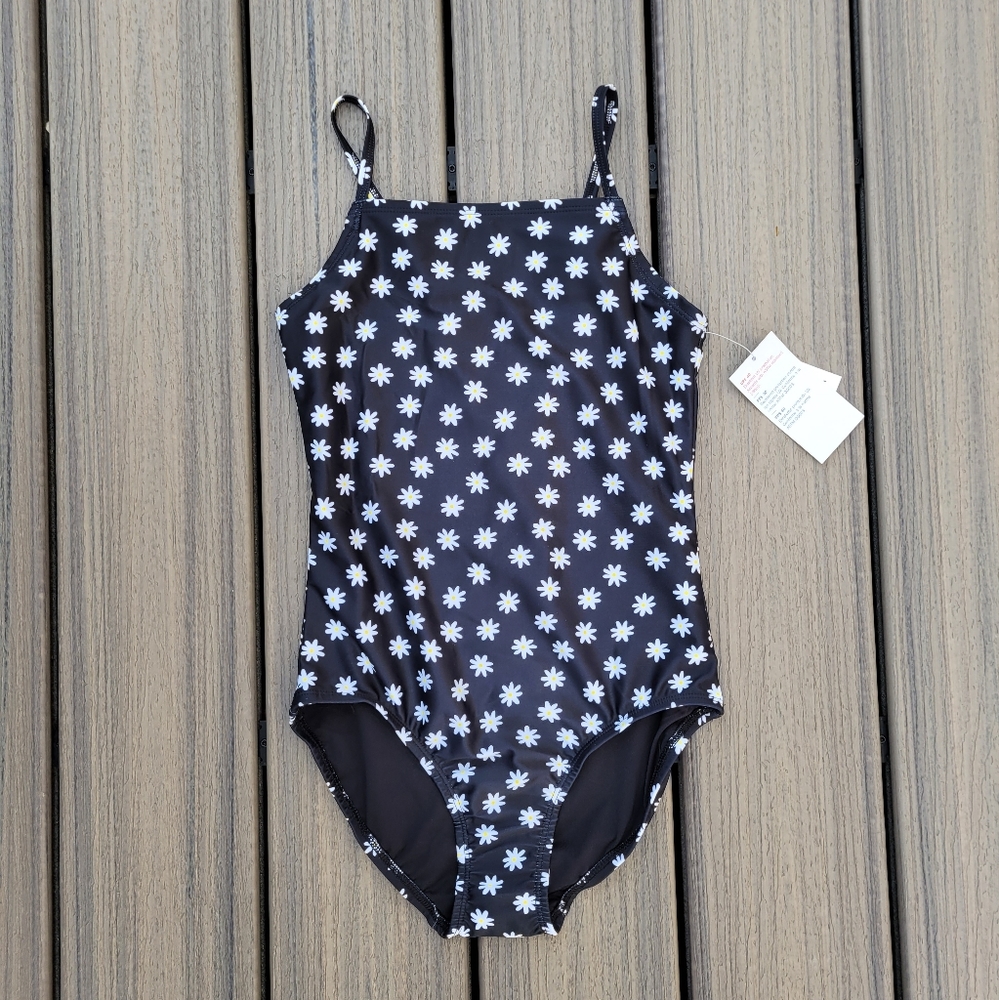 NWT Girls' Flower Patterned One Piece Swimsuit | Old Navy | Size Large